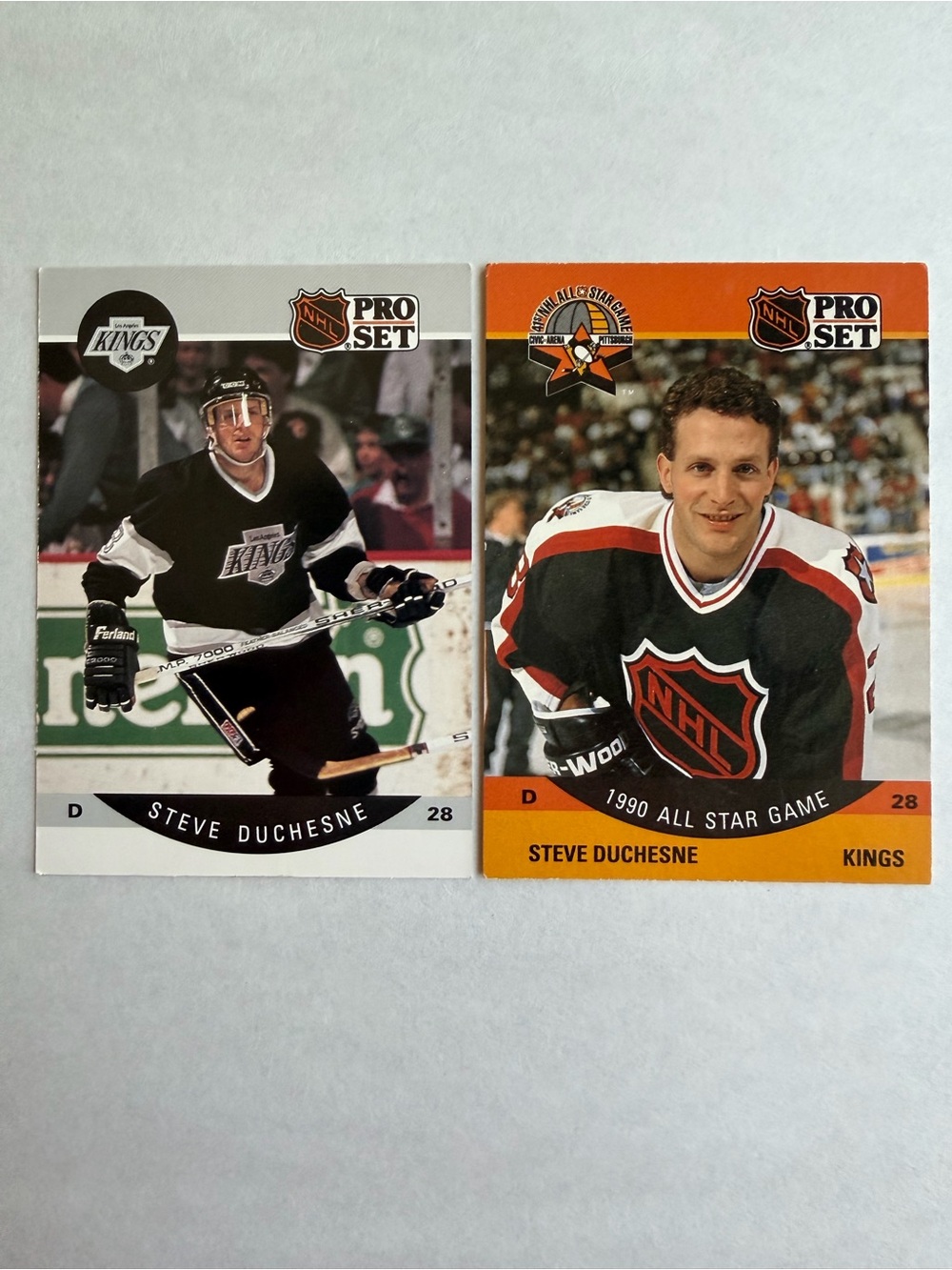 Steve Duchesne Pro Set Hockey Card Kings and 1990 All Star Game card